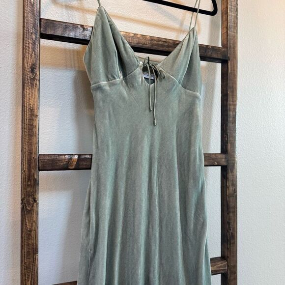 NWT Susana Monaco Celadon Velvet Silk Bias Cut Midi Dress - Picture 6 of 10